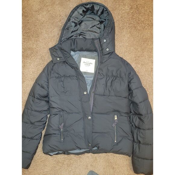 Abercrombie Black down jacket/ no fur for hood, Size Women's Medium - Picture 1 of 3